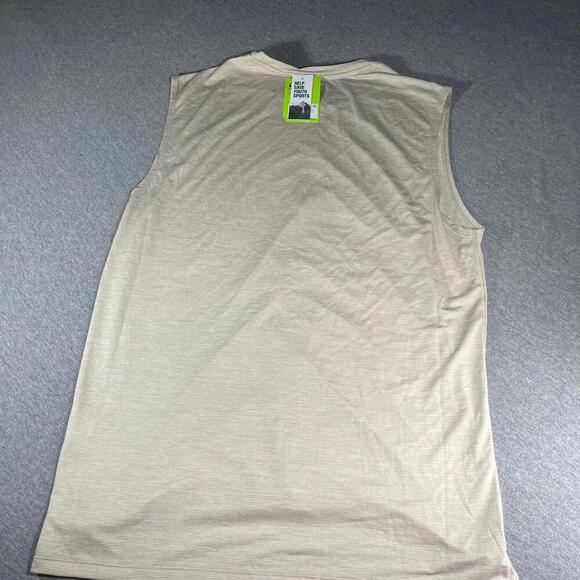 DSG Dicks Sporting Goods Men's Medium Beige Ribbed Tank Top Active Moisture Wick - Picture 5 of 6